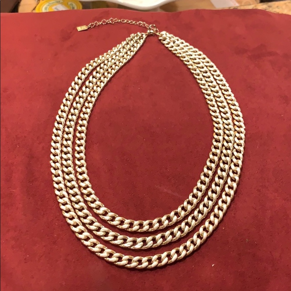 Golden & White enamel reversible chain necklace